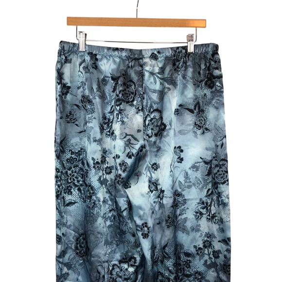 Gilligan O'Malley Floral Print Satin Pajama Pants Size L Wide Leg Y2K Sleepwear - Picture 5 of 7